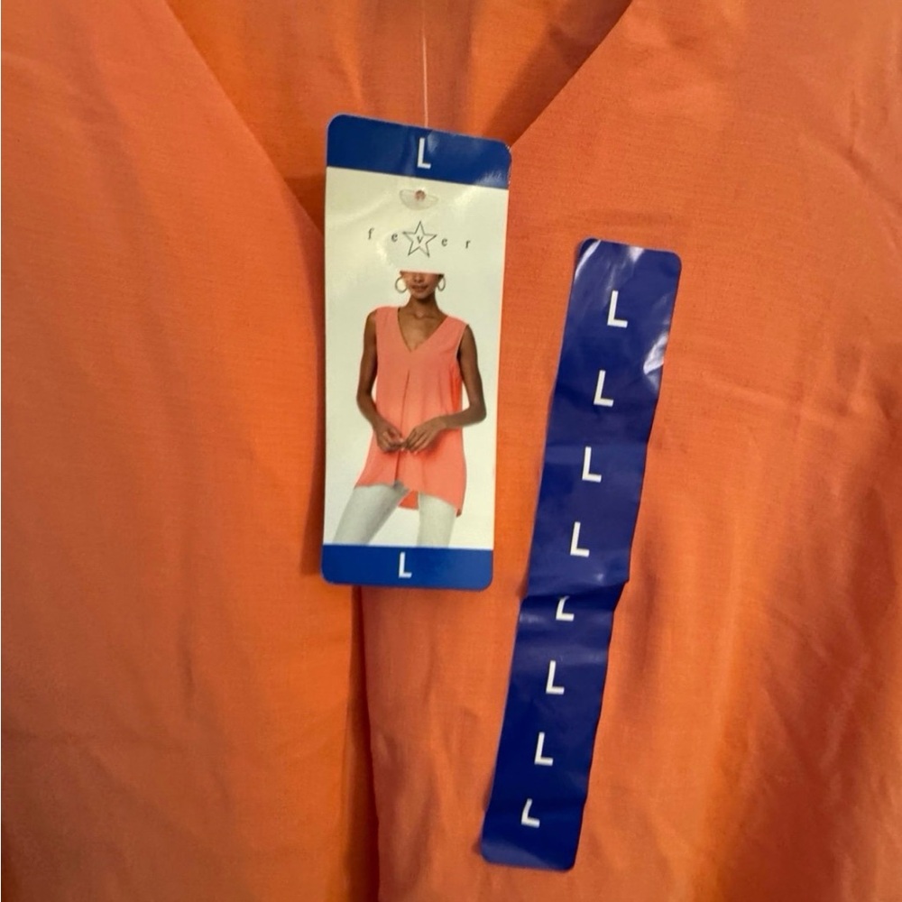 Fever blouse short sleeve Sleeveless V-Neck Tunic Top in Coral